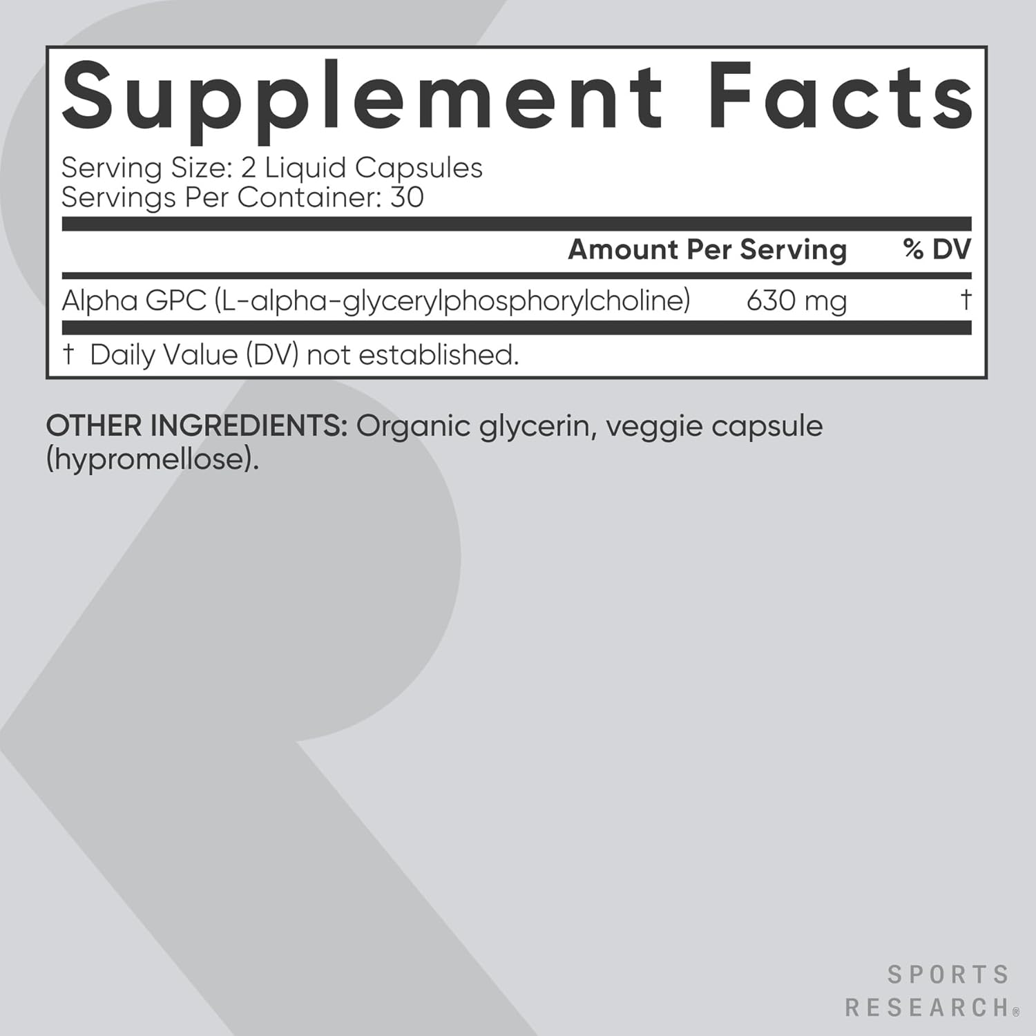 Sports Research Alpha GPC 60 Capsules