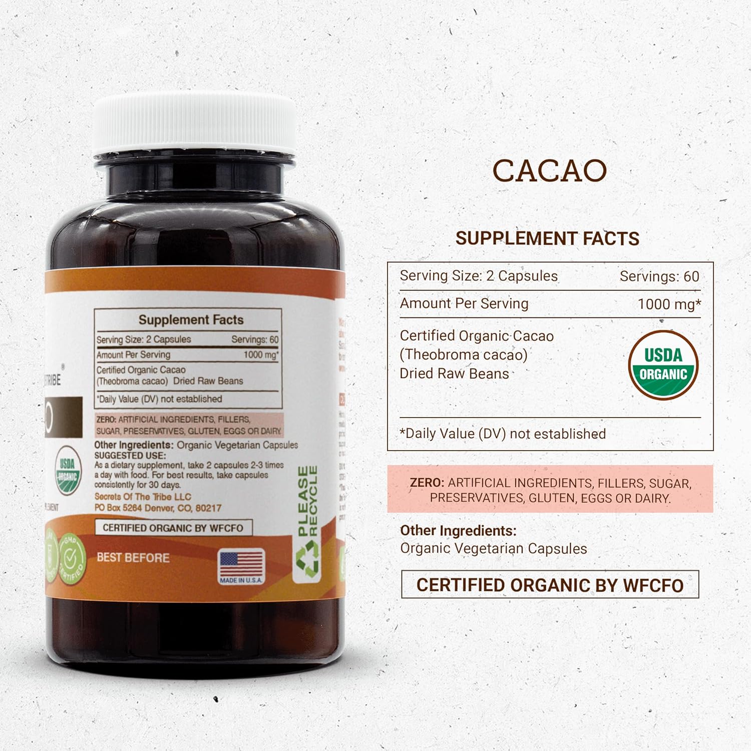 Secrets of the Tribe Cacao 120 Capsules